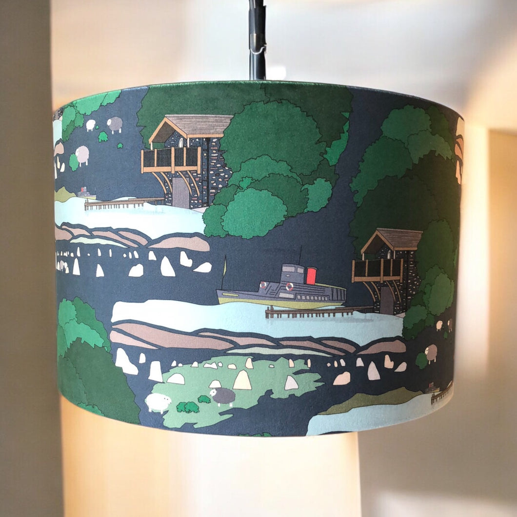 Velvet Lampshades - Wainwright Blue (Lake District Collection) - Made to Order